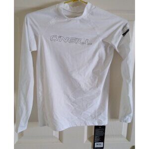 O'Neill Youth UPF 50+ Long Sleeve Rash Guard 14 Sun Shirt White Small Swim
